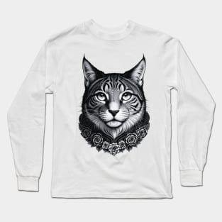 Cat face with flowers. Long Sleeve T-Shirt